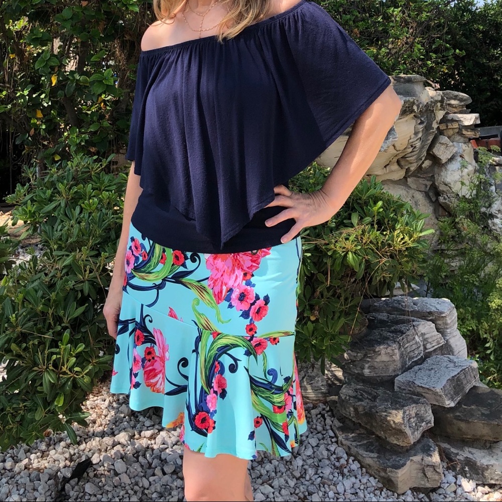 Mint-Coral/Floral - Skirt/Top